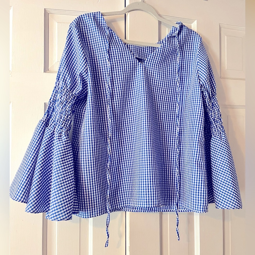 Gingham Blue/White Blouse